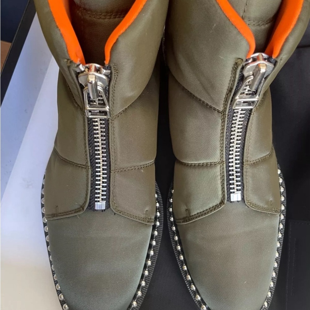 ALEXANDER WANG NYLON COOPER BOOTS W/ GROMMETS-38.5 -ARMY GREEN- GREAT CONDITION - Picture 6 of 8
